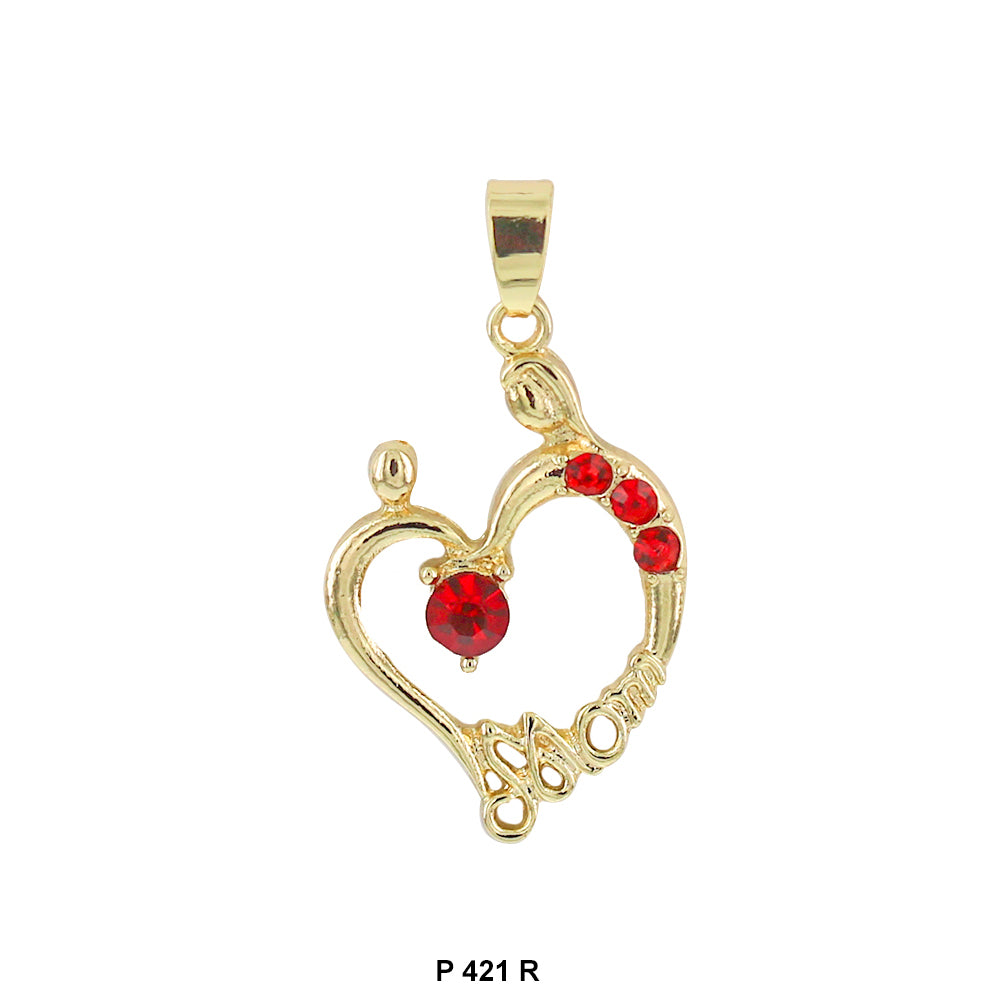 Mom Heart Pendant Red P 421 R