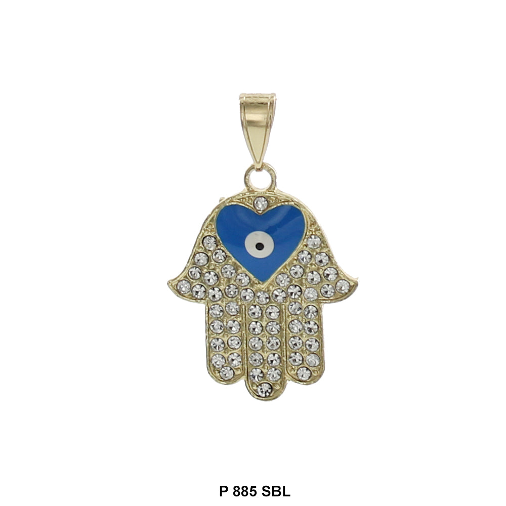 Evil Eye Heart With Hamsa Hand Pendant P 885 SBL