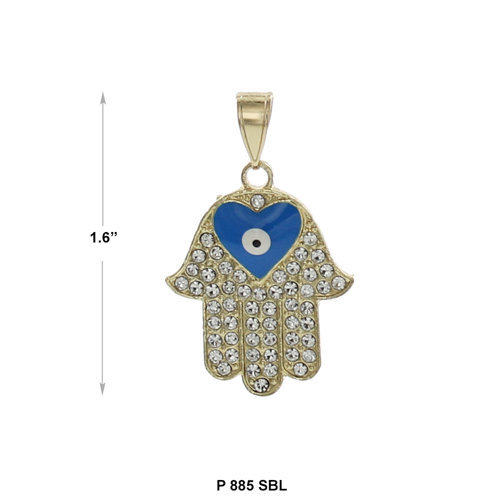 Evil Eye Heart With Hamsa Hand Pendant P 885 SBL