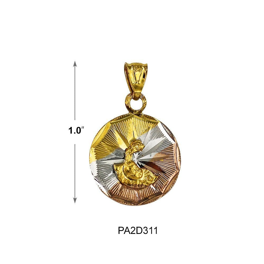 Round Bautizo 4 Diamond Cut Pendant PA2D311