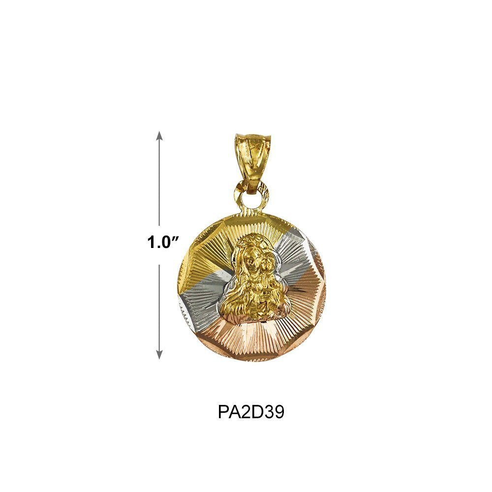 Round Virgin Del Carmen 4 Diamond Cut Pendant PA2D39