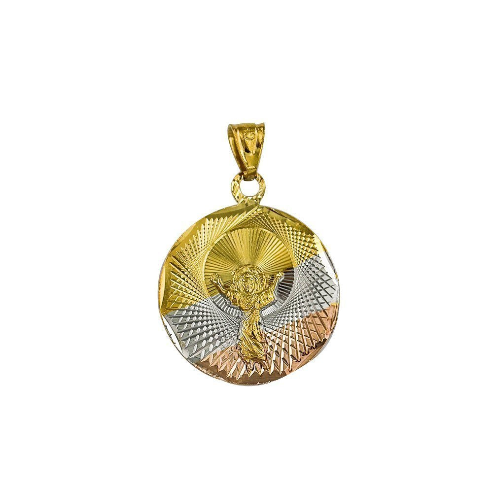 Round Santo Nino 2 Diamond Cut Pendant PA3D18