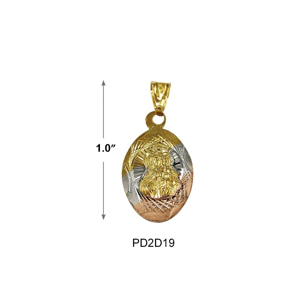 Oval Virgin Del Carmen 2 Diamond Cut Pendant PD2D19