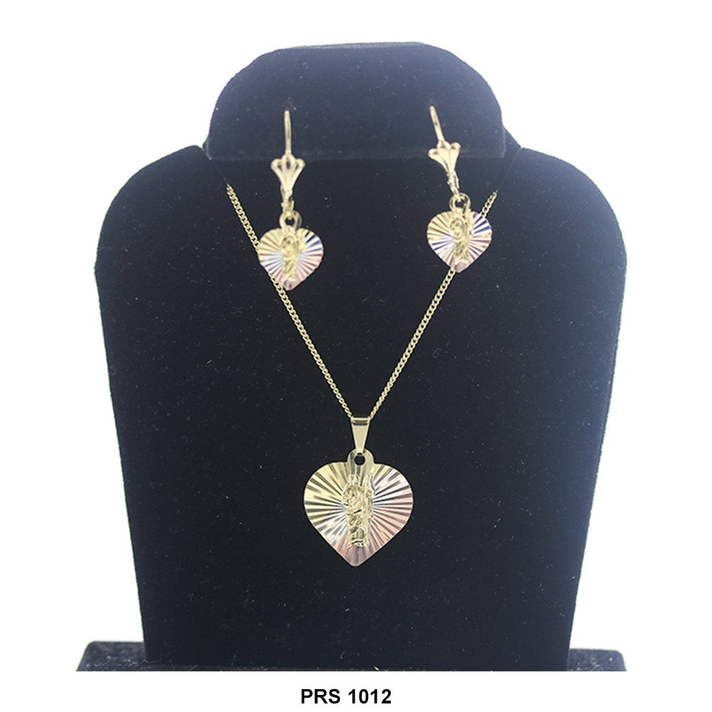 Diamond Cut Heart San Judas Pendant Set PRS 1012