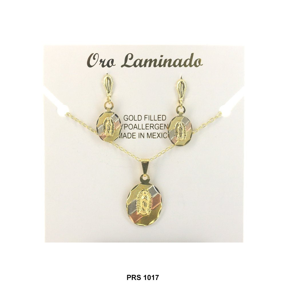 Diamond Cut Oval Guadalupe Pendant Set PRS 1017