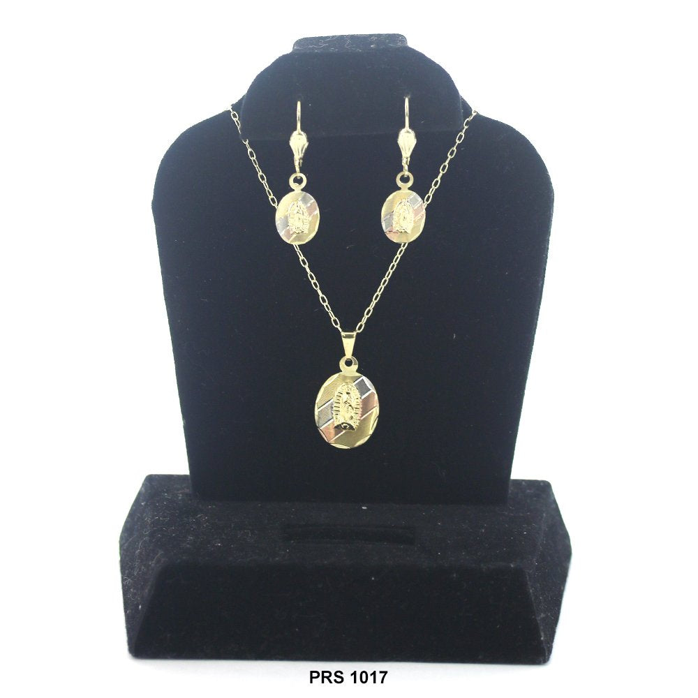 Diamond Cut Oval Guadalupe Pendant Set PRS 1017