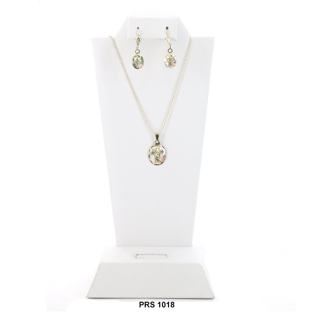 Diamond Cut Oval San Judas Pendant Set PRS 1018