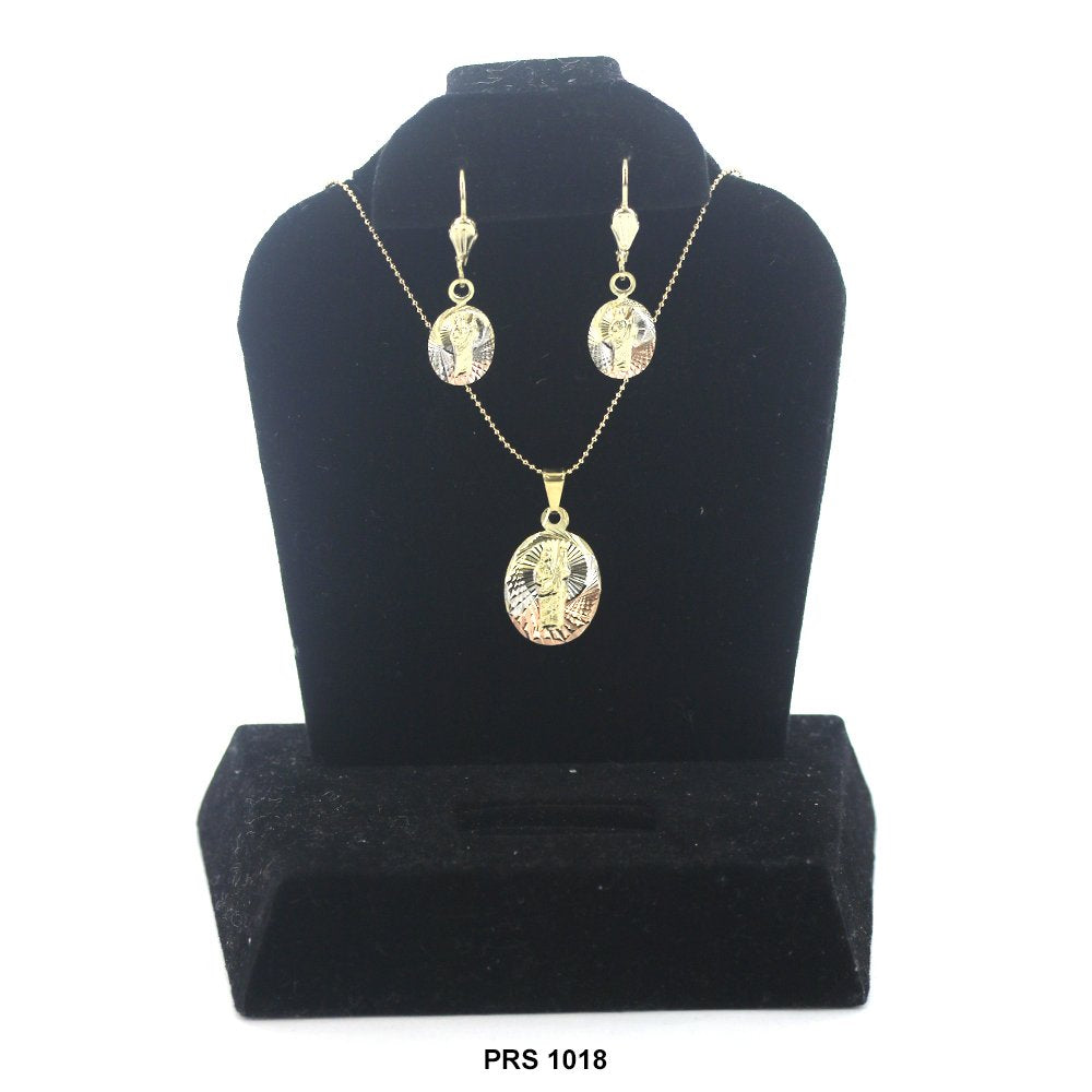 Diamond Cut Oval San Judas Pendant Set PRS 1018