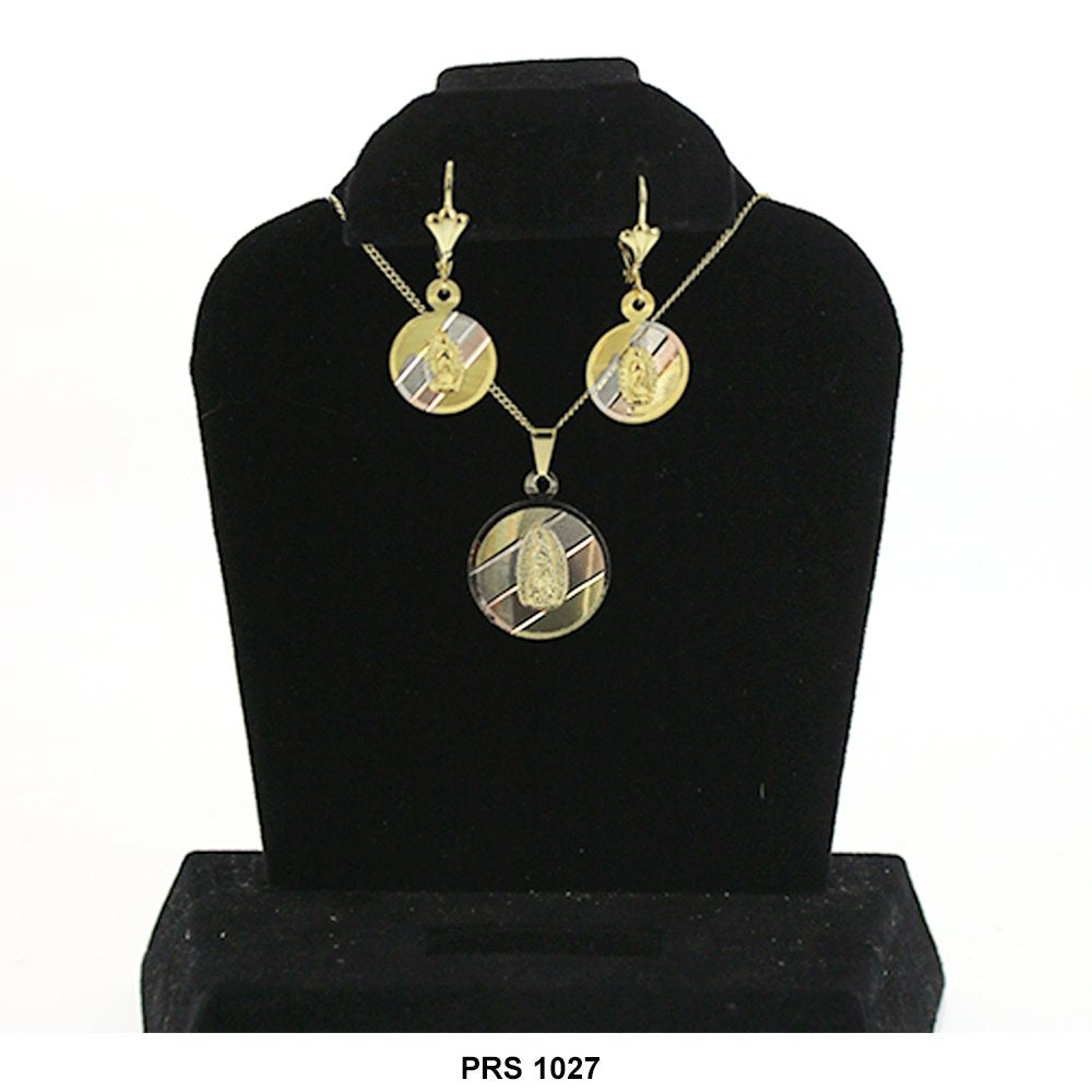 Diamond Cut Round San Judas Pendant Set PRS 1027