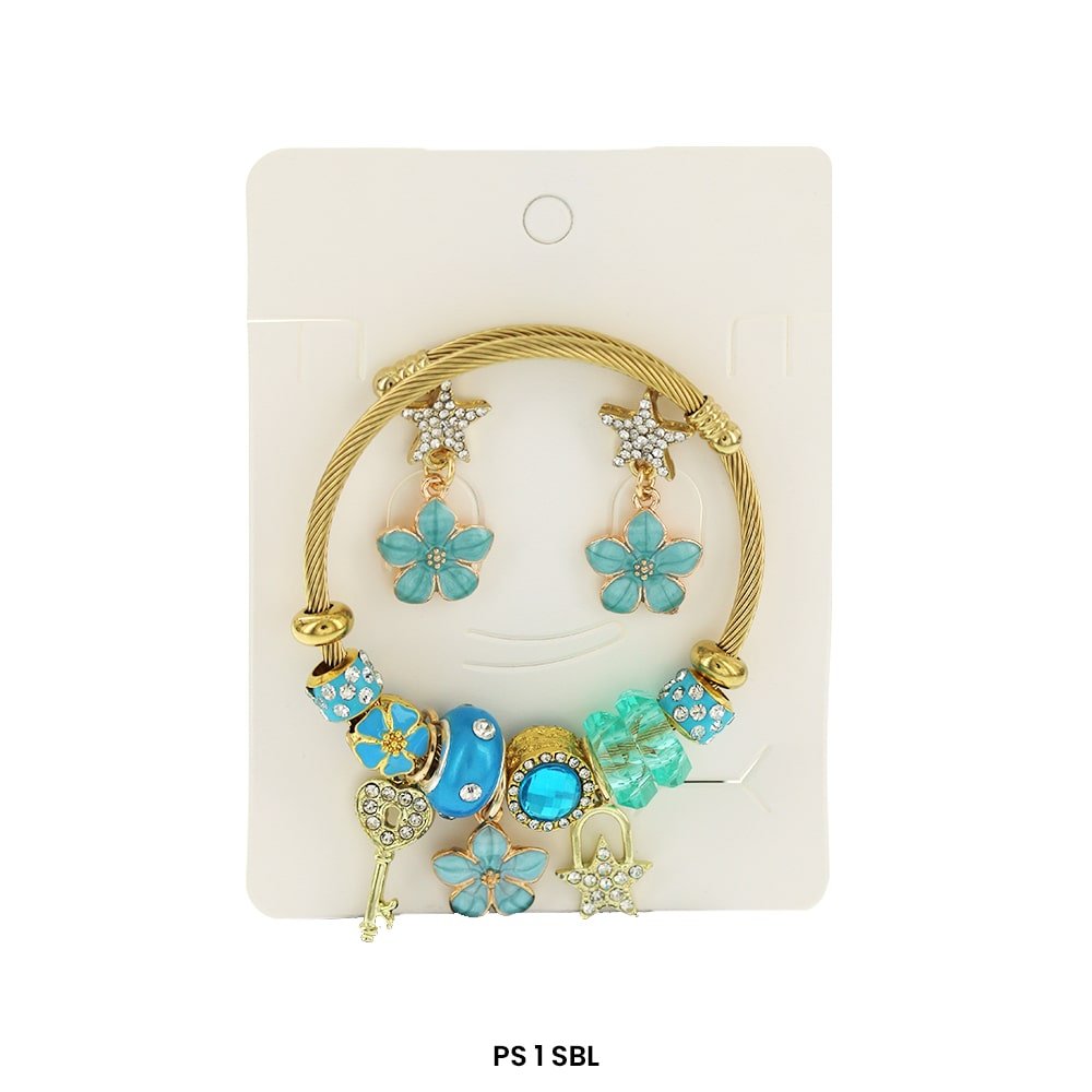 Pulsera de dijes colgantes con aretes PS 1 SBL