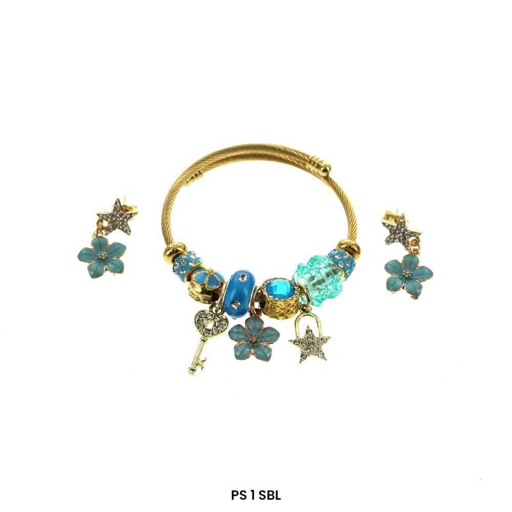 Pulsera de dijes colgantes con aretes PS 1 SBL