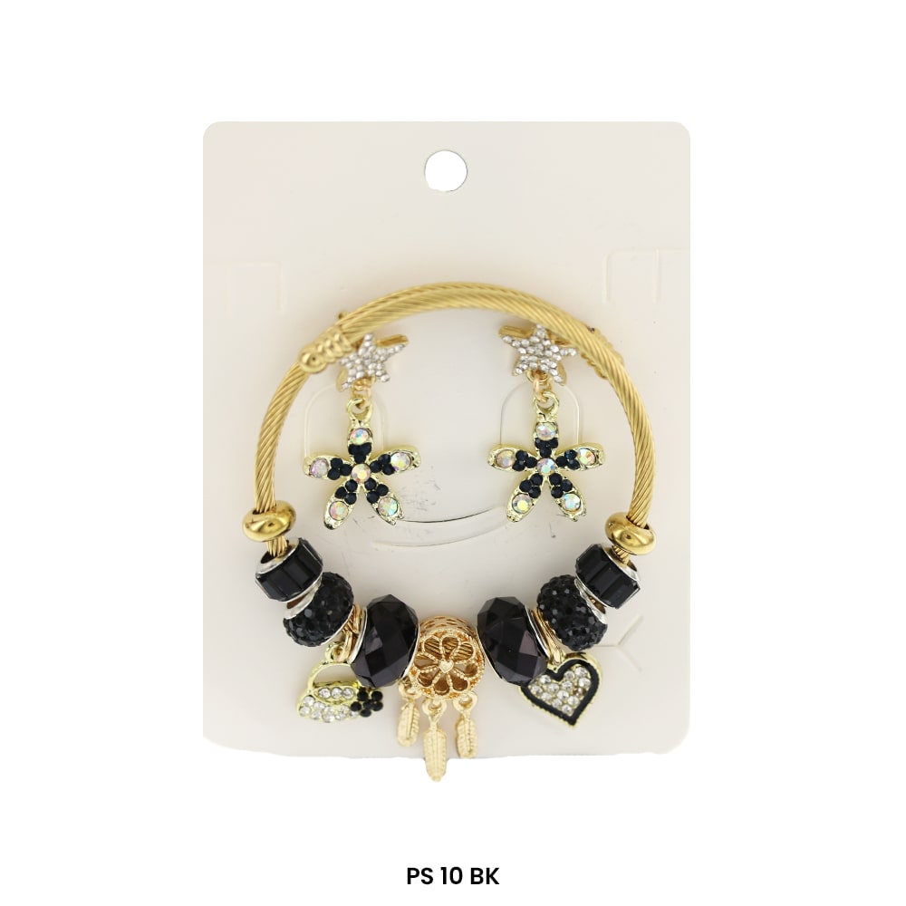 Pulsera de dijes colgantes con aretes PS 10 BK