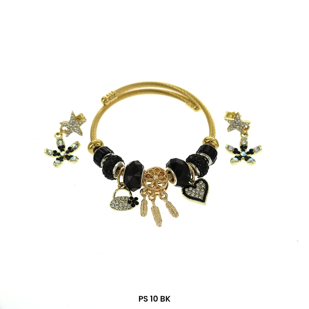 Pulsera de dijes colgantes con aretes PS 10 BK