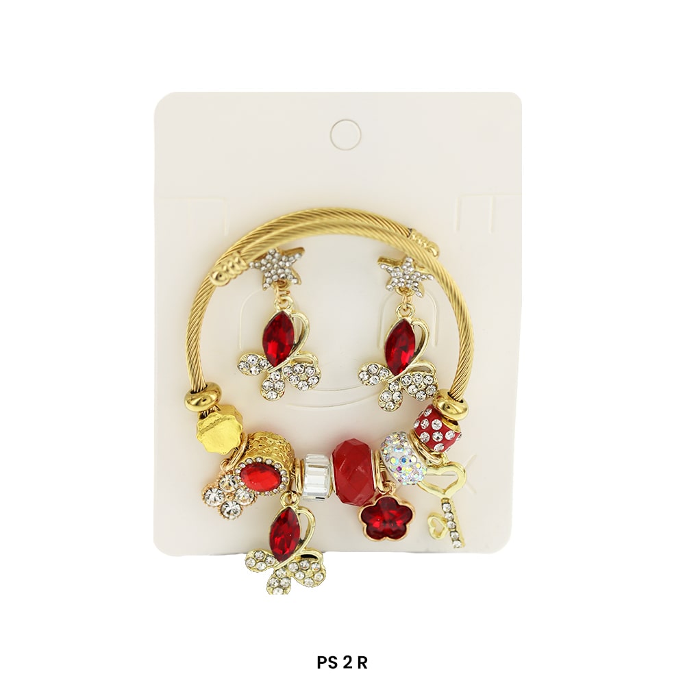 Pulsera Charms Colgantes Con Aretes PS 2 R