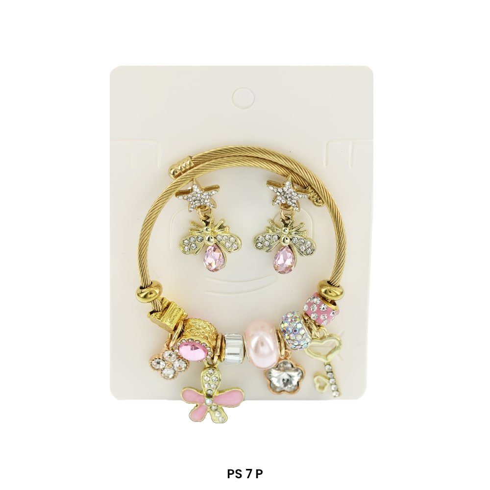 Pulsera de dijes colgantes con aretes PS 7 P