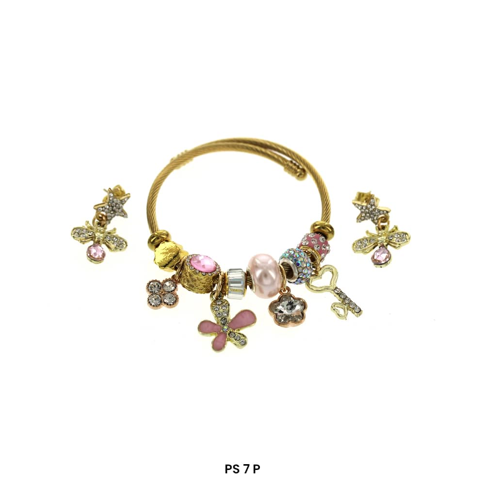 Pulsera de dijes colgantes con aretes PS 7 P