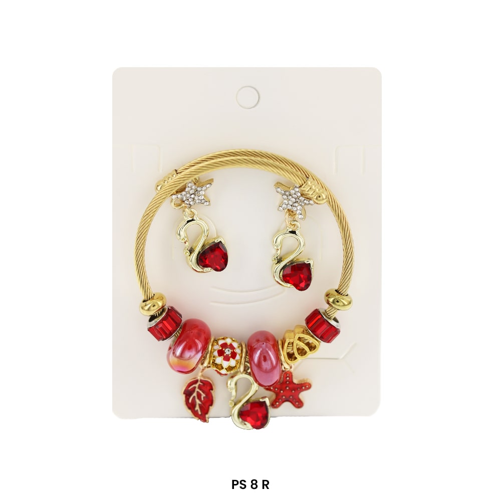 Pulsera Charms Colgantes Con Aretes PS 8 R