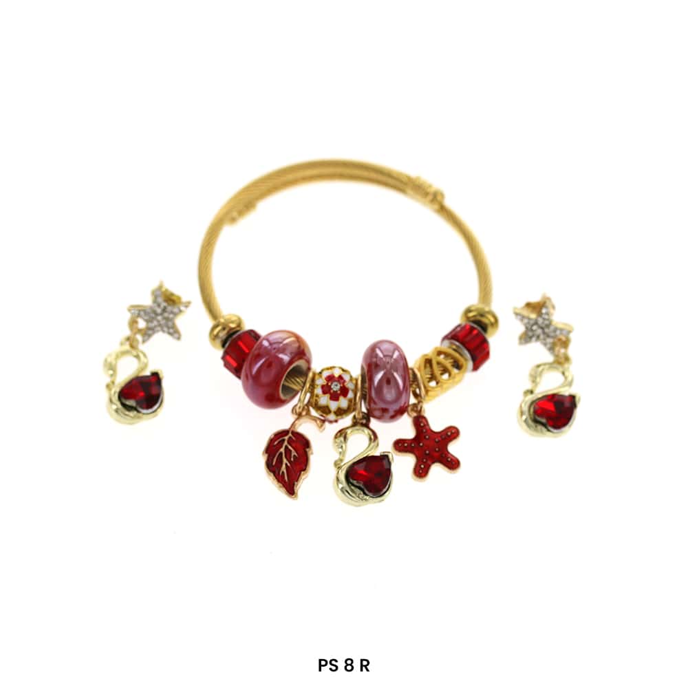 Pulsera Charms Colgantes Con Aretes PS 8 R