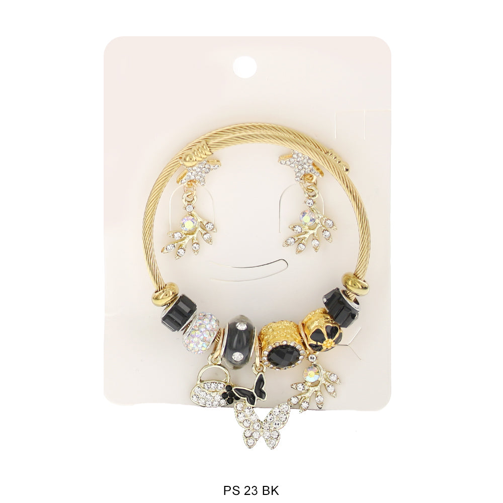 Pulsera de dijes colgantes con aretes PS 23 BK