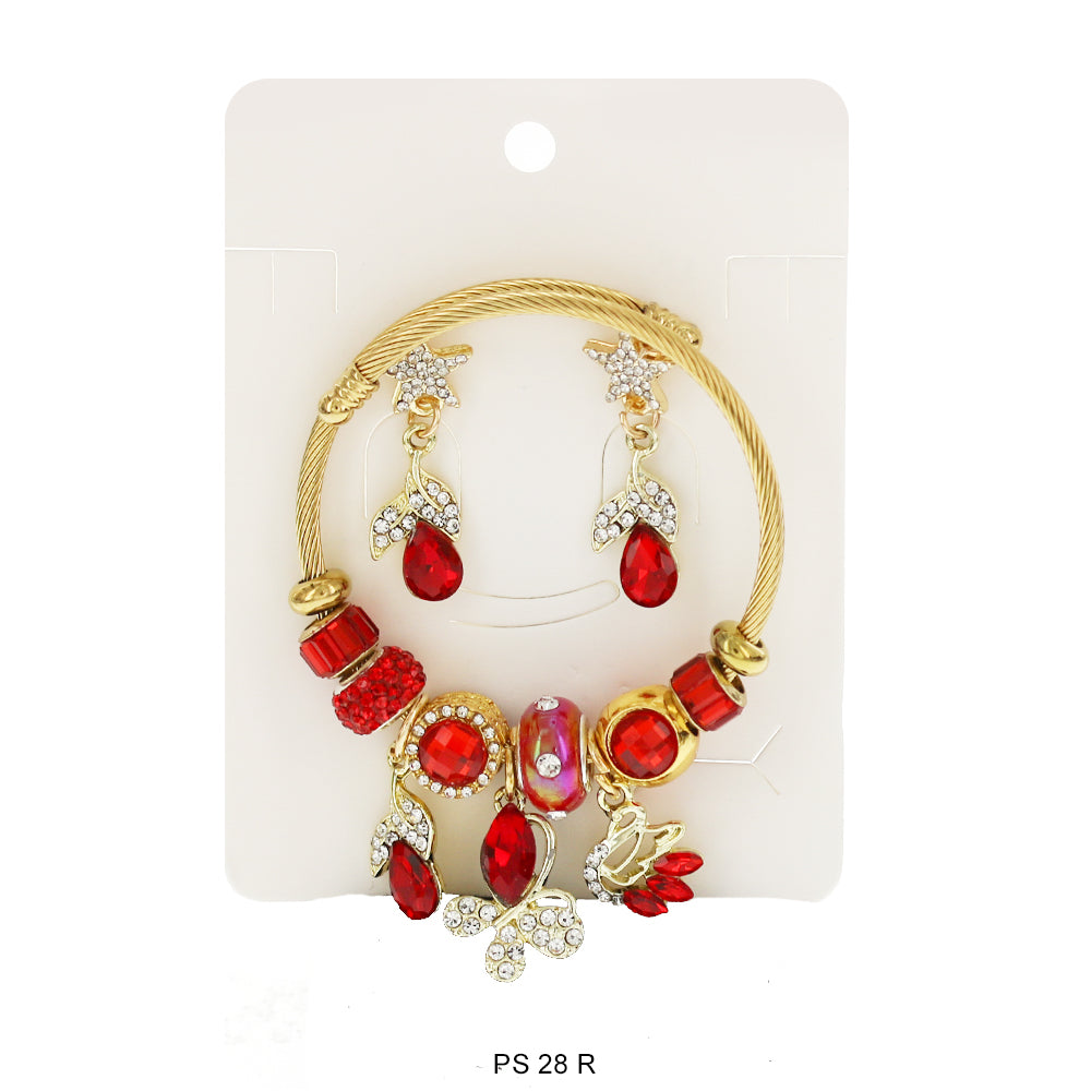 Pulsera Charms Colgantes Con Aretes PS 28 R