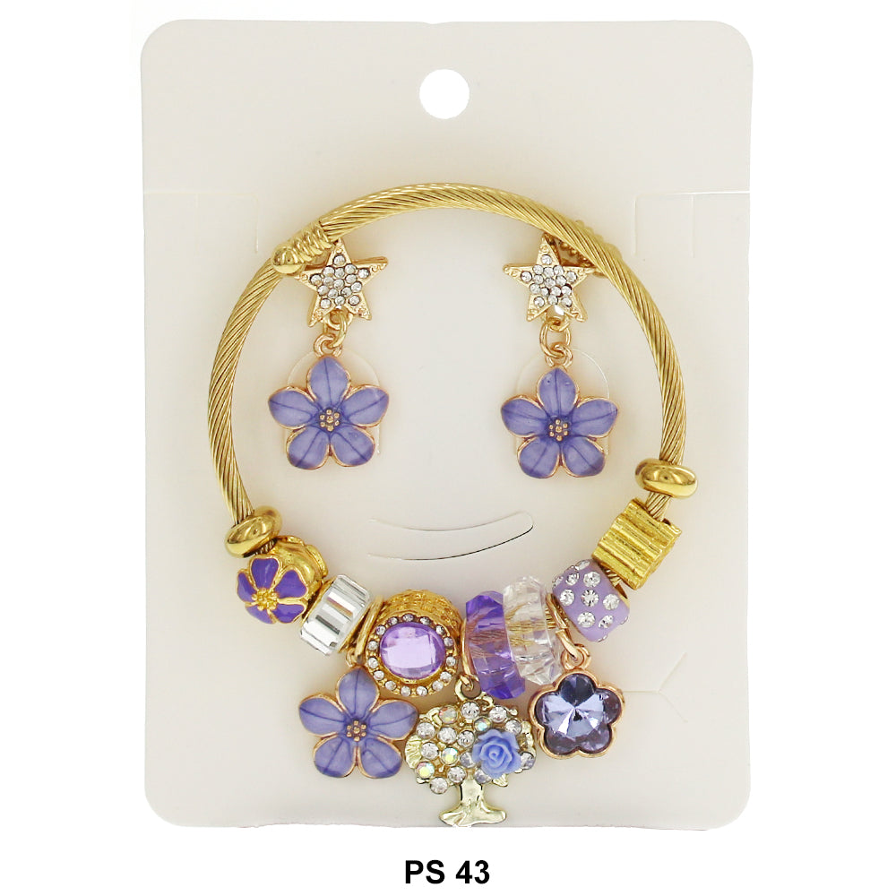 Pulsera Charms Colgantes Con Aretes PS 43