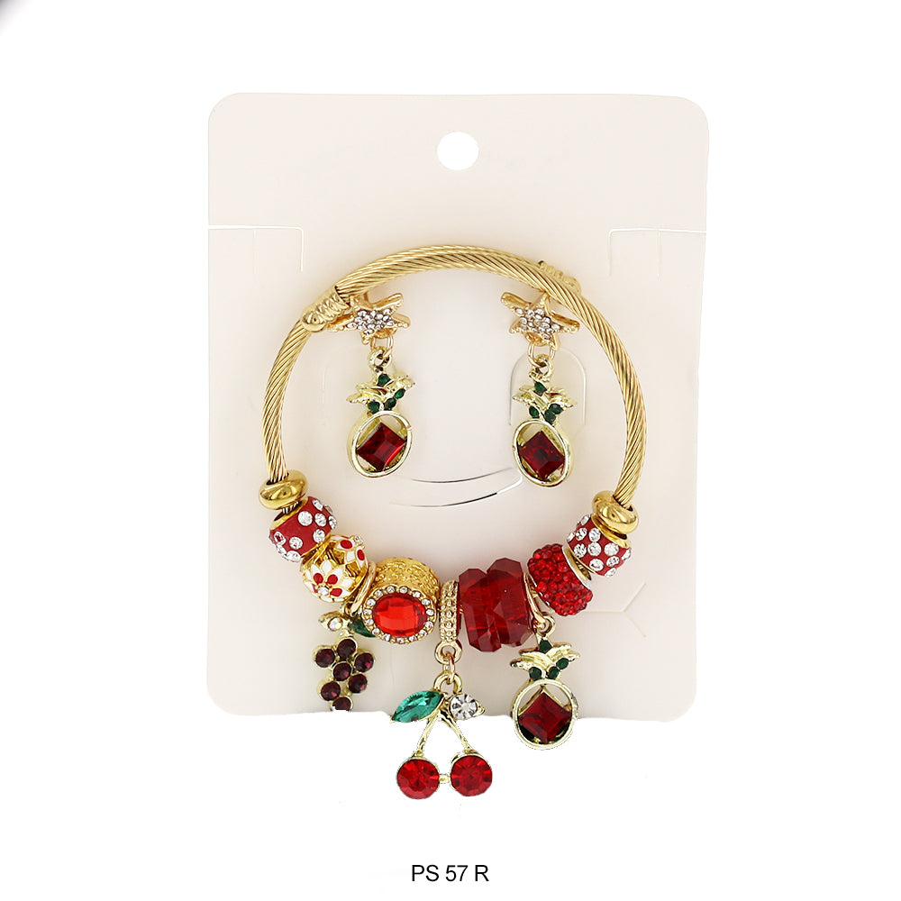 Pulsera Charms Colgantes Con Aretes PS 57