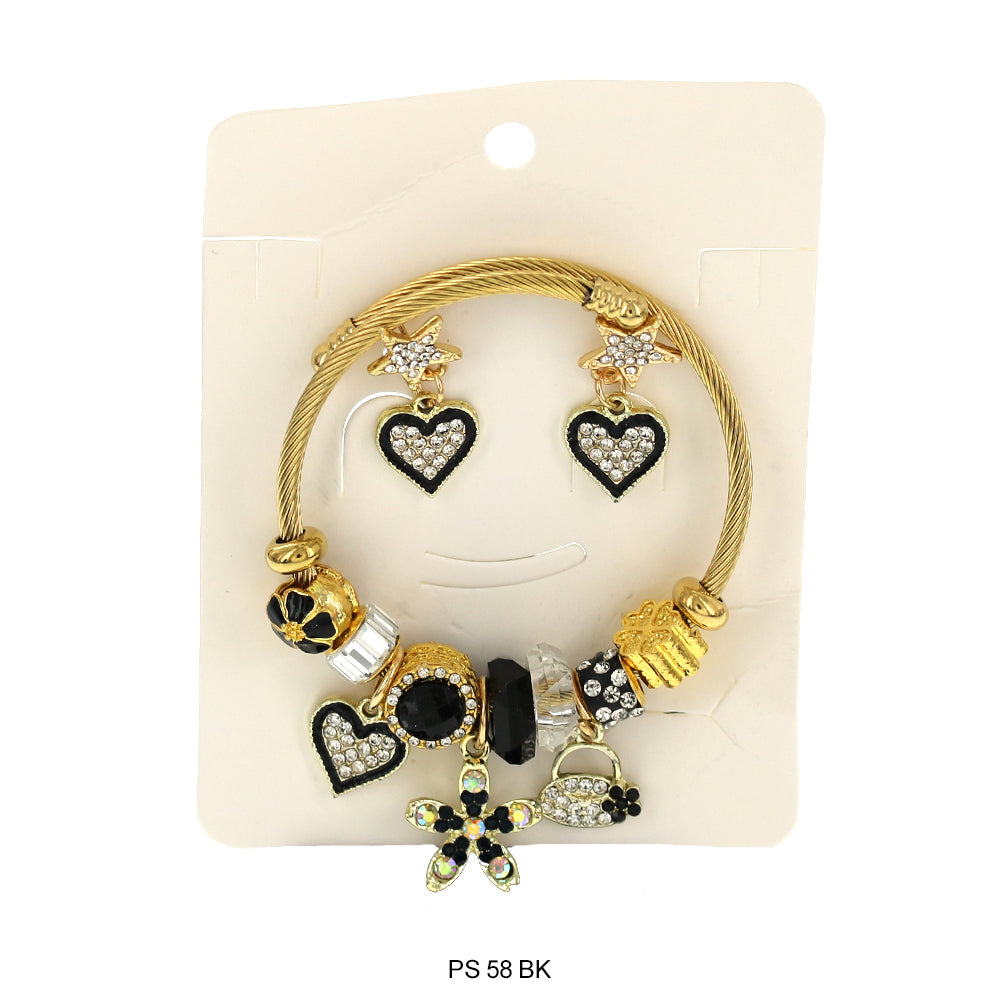 Pulsera Charms Colgantes Con Aretes PS 58