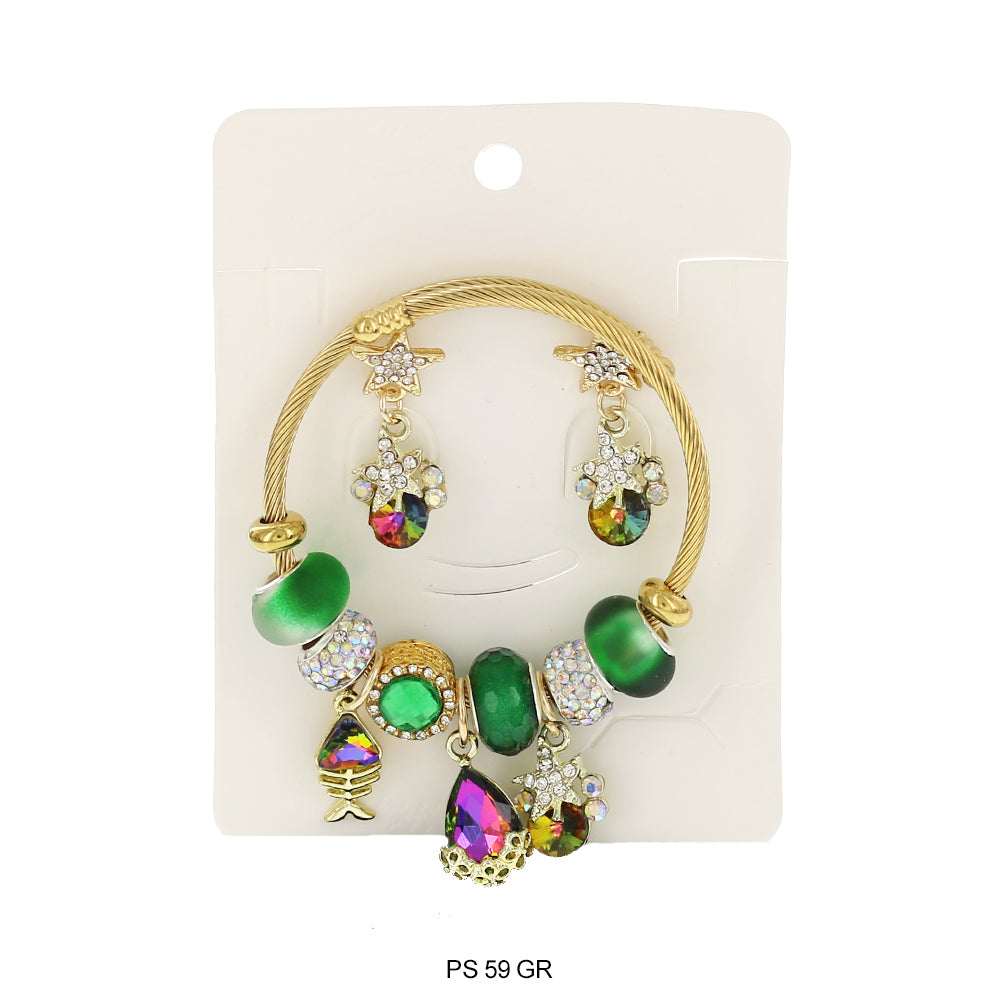 Pulsera Charms Colgantes Con Aretes PS 59