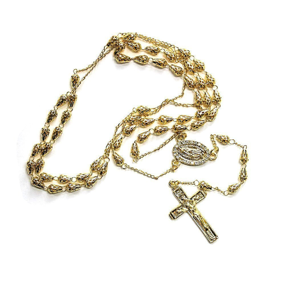 6 MM Rice Beads Guadalupe Rosary R 6022-1 W