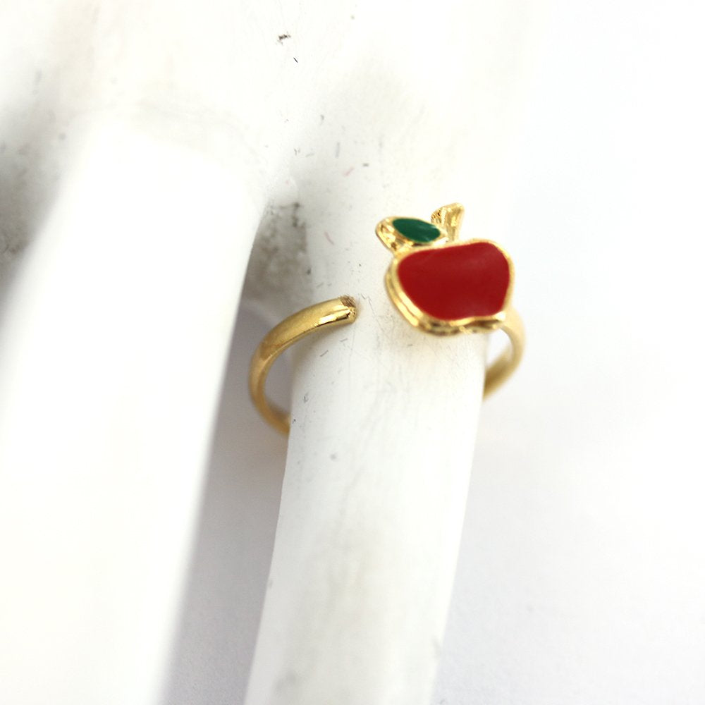 Anillo ajustable Apple Kid chapado en oro R0004