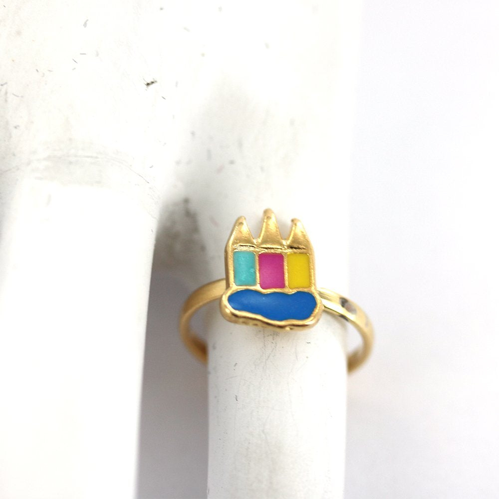 Anillo Ajustable Niño Lápiz Baño Oro R0005