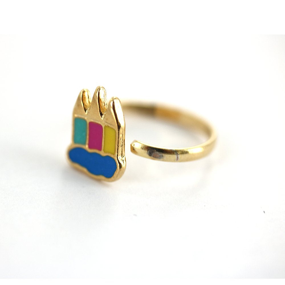 Anillo Ajustable Niño Lápiz Baño Oro R0005