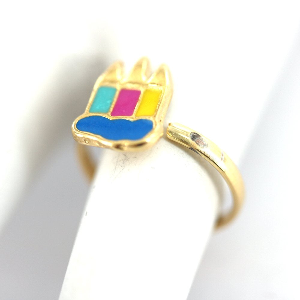 Anillo Ajustable Niño Lápiz Baño Oro R0005