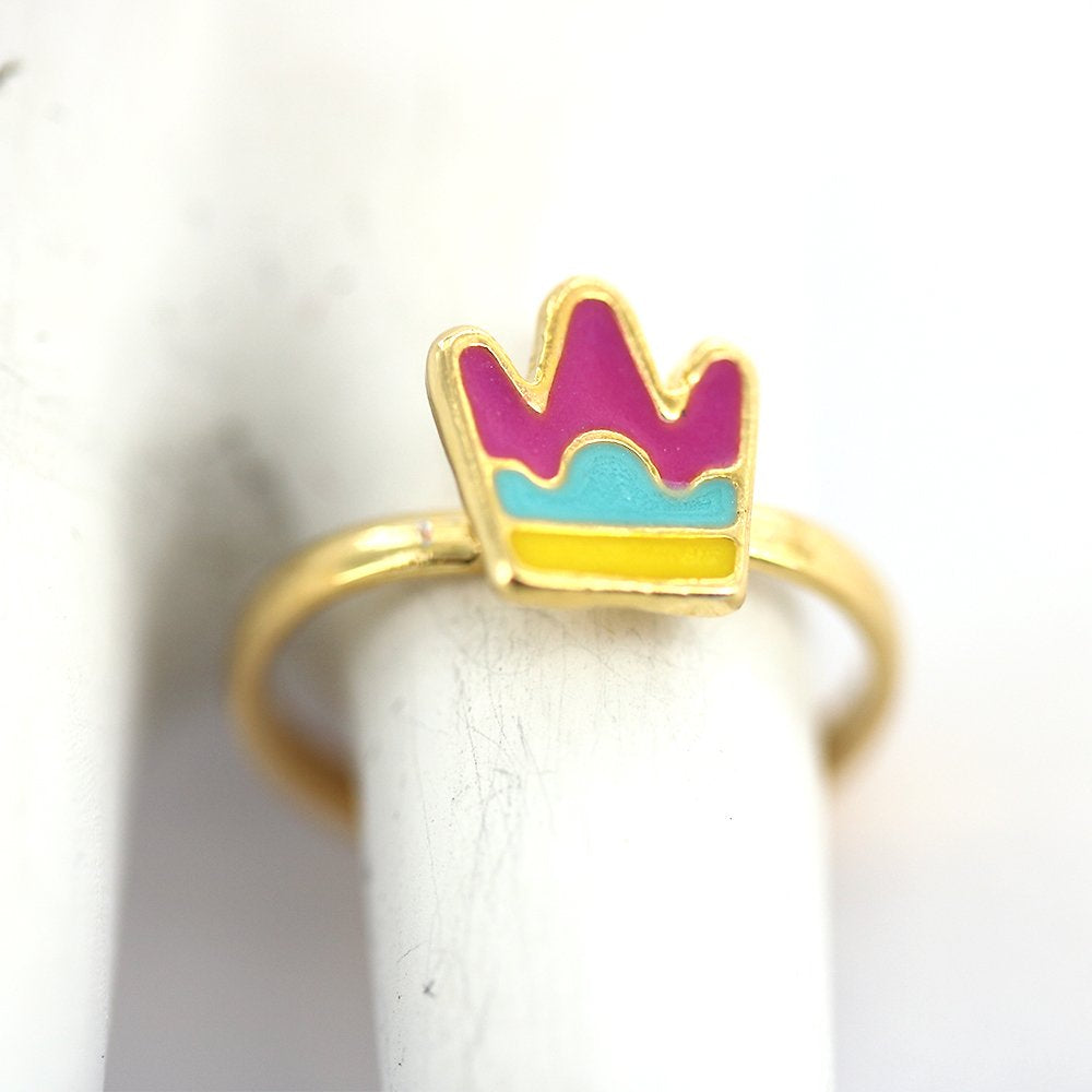 Gold Plated Crown Kid Adjustable Ring R0006