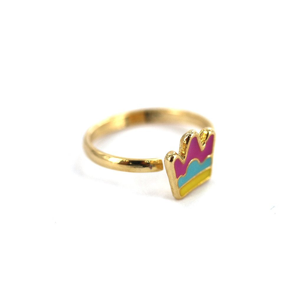 Gold Plated Crown Kid Adjustable Ring R0006