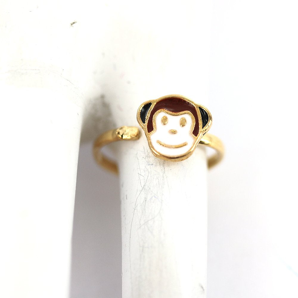 Anillo ajustable de niño mono chapado en oro R0007