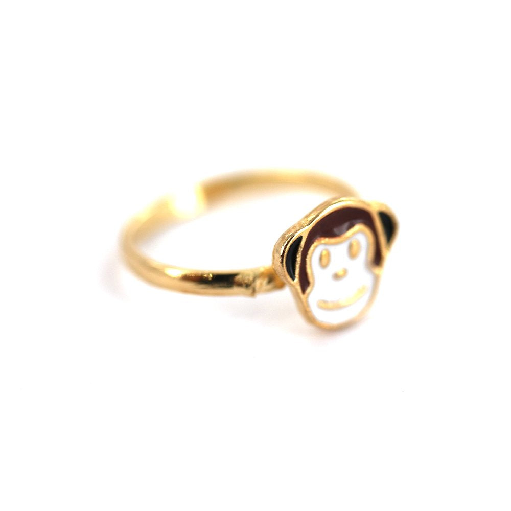 Anillo ajustable de niño mono chapado en oro R0007