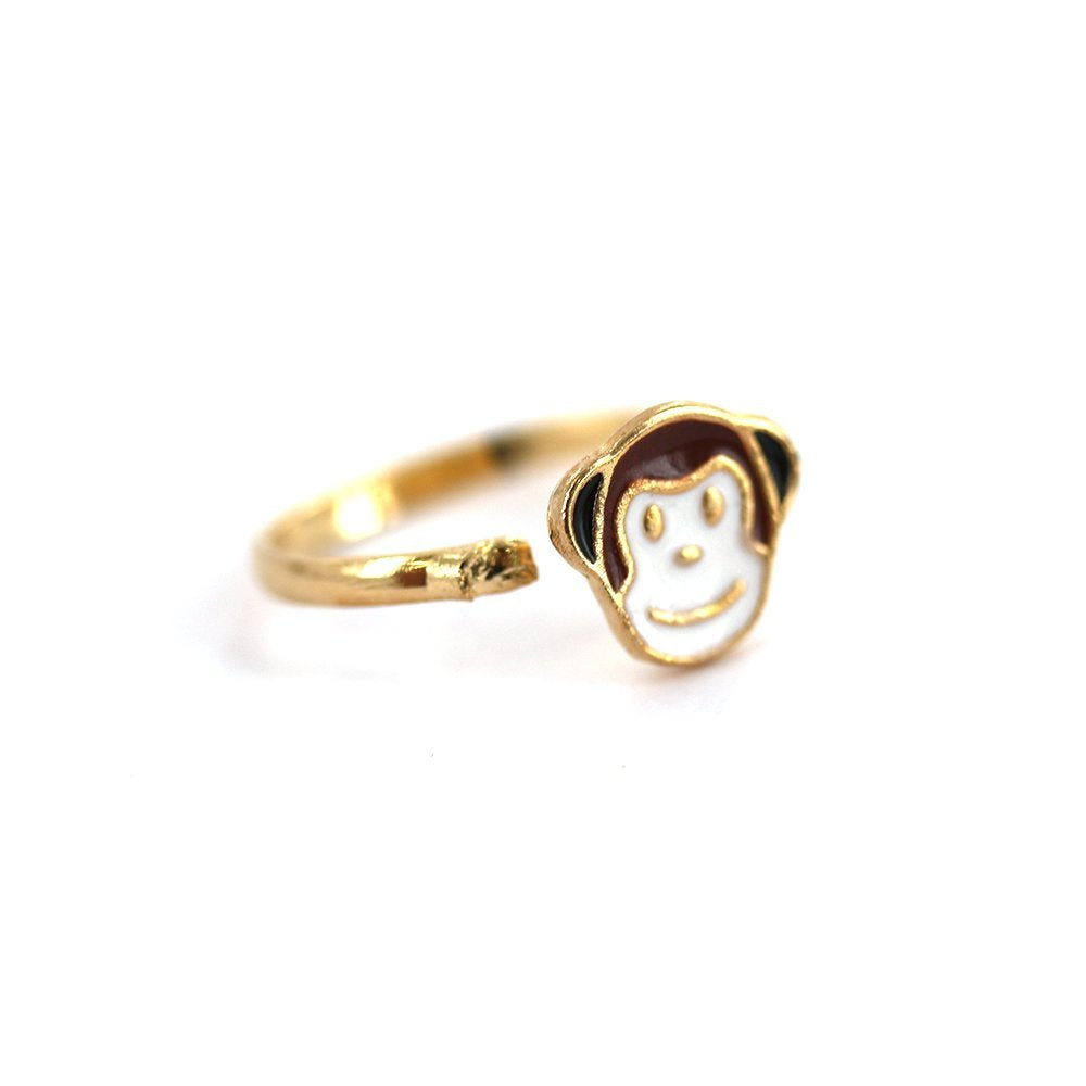 Anillo ajustable de niño mono chapado en oro R0007