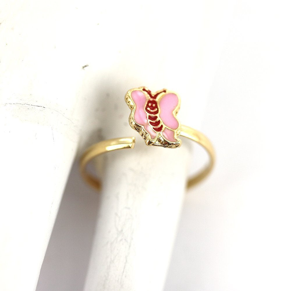 Anillo Ajustable Niño Mariposa Baño Oro R0008