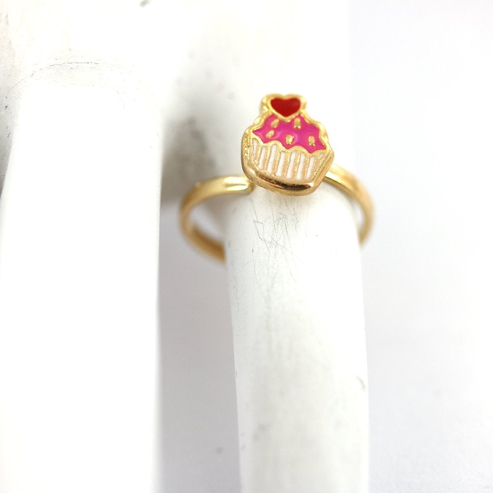 Anillo Ajustable Cupcake Kid Chapado en Oro R0010