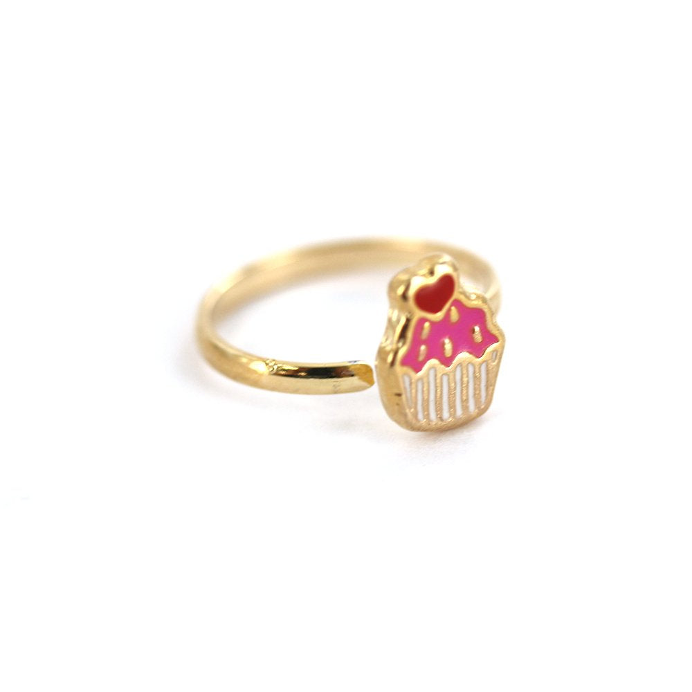 Anillo Ajustable Cupcake Kid Chapado en Oro R0010