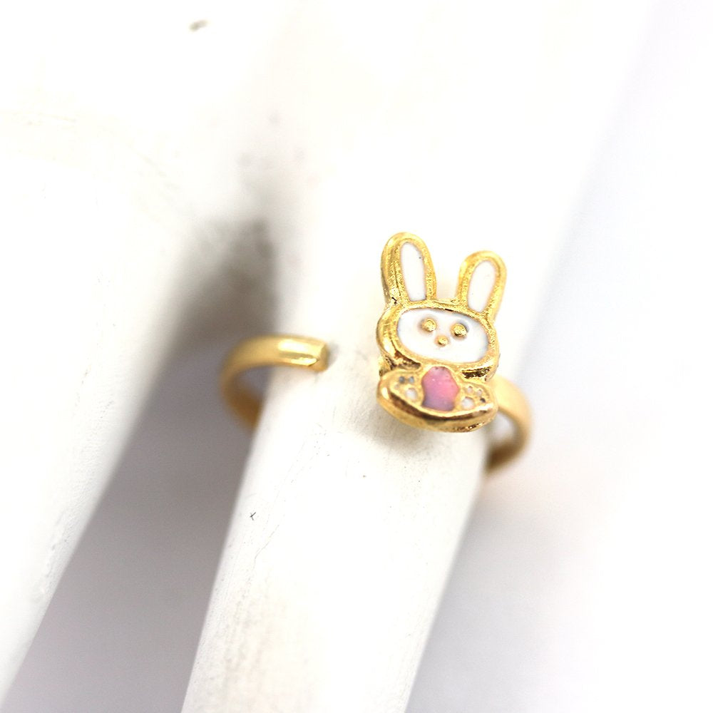 Gold Plated Bunny Kid Adjustable Ring R0011