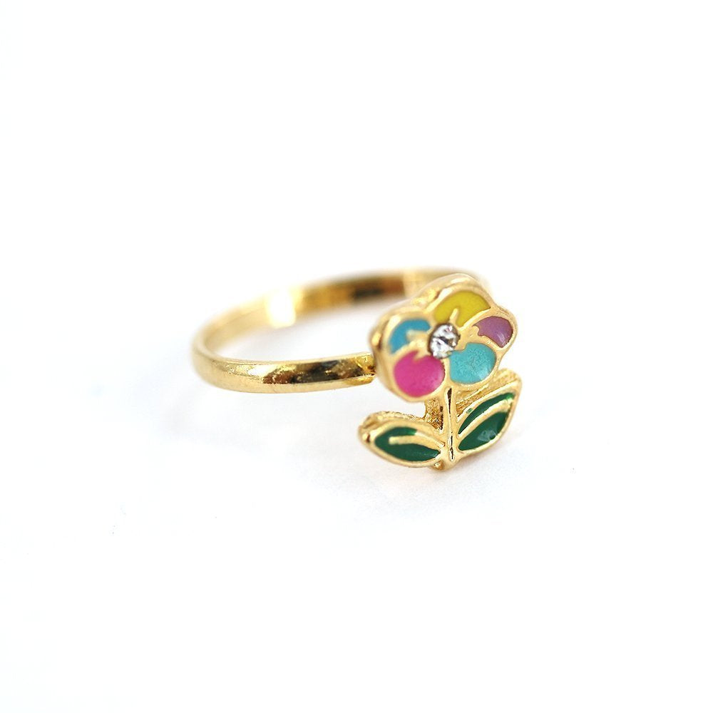 Gold Plated Flower Kid Adjustable Ring R0012