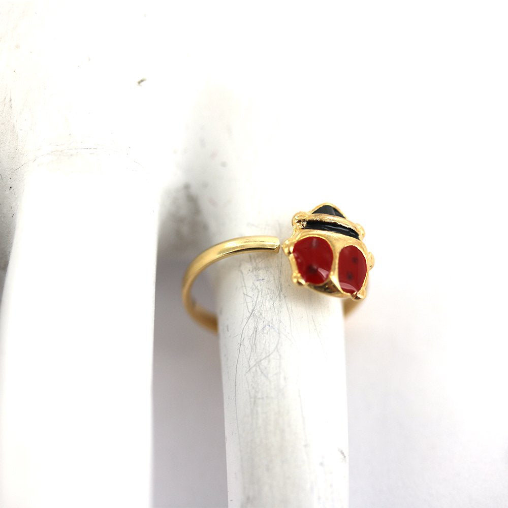 Anillo Ajustable Lady Bug Kid Chapado en Oro R0013