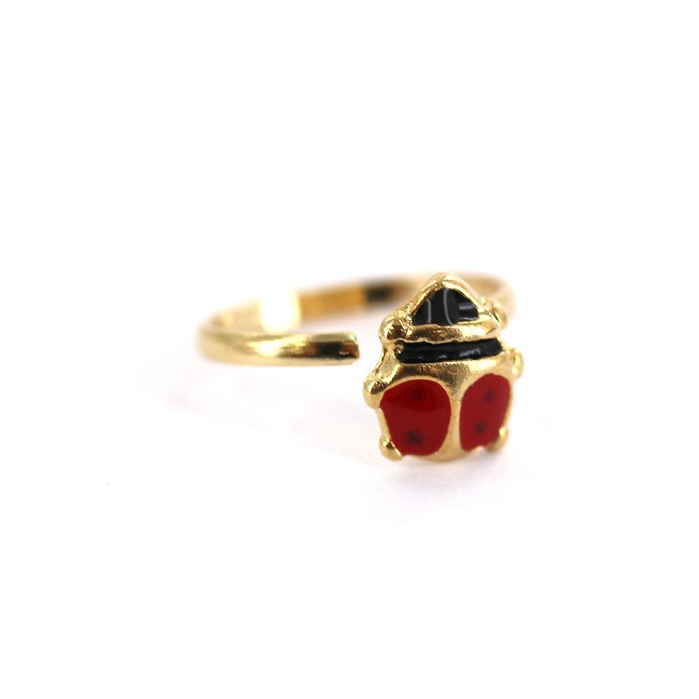 Anillo Ajustable Lady Bug Kid Chapado en Oro R0013