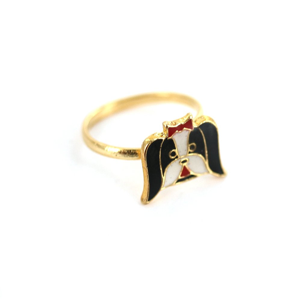 Anillo Ajustable Niño Perro Chapado en Oro R0015