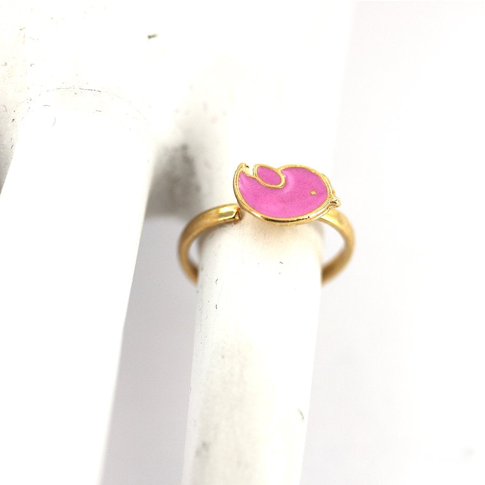 Gold Plated Pink Bird Kid Adjustable Ring R0016