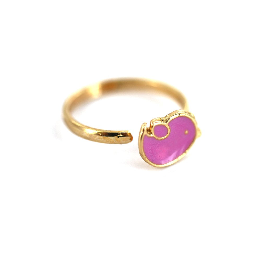 Gold Plated Pink Bird Kid Adjustable Ring R0016