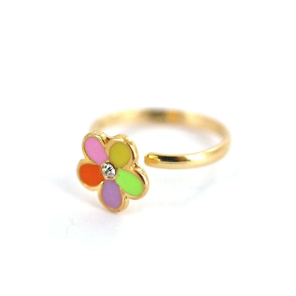 Anillo Ajustable Niño Flor Chapado en Oro R0018