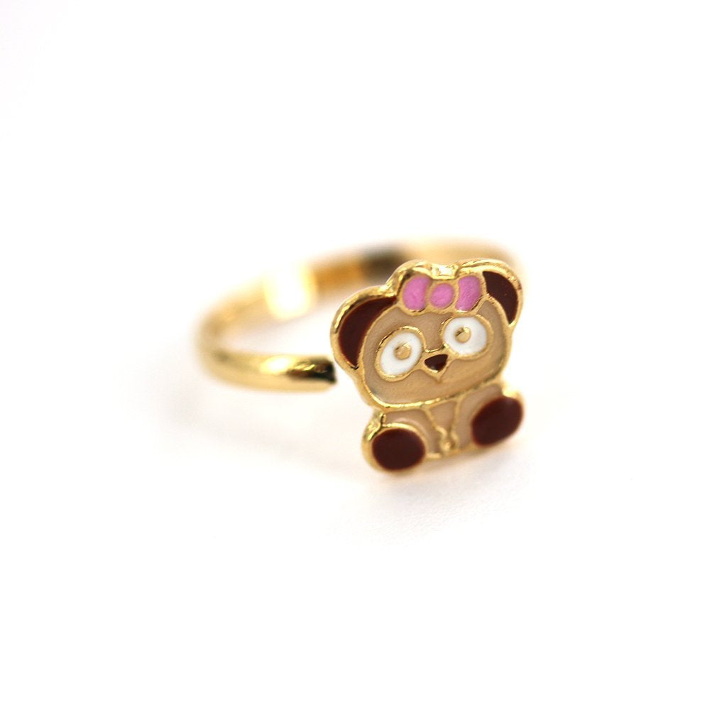 Anillo Ajustable Niño Oso Baño Oro R0023